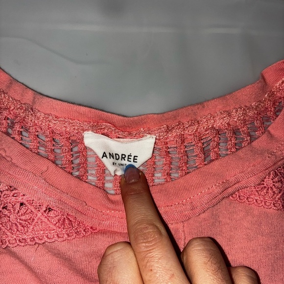 2/$35 Andree by Unit Oversized S Blouse Crop Embroidered Boxy Coastal Lagenlook - Picture 8 of 8